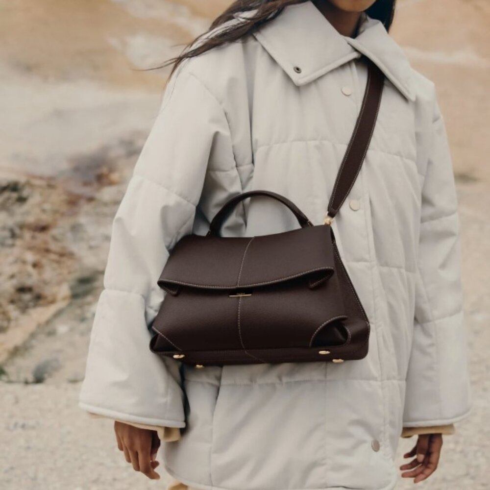 Polene Mokki Full Grain Calf Leather EBONY - NWB Retail $700-demellier